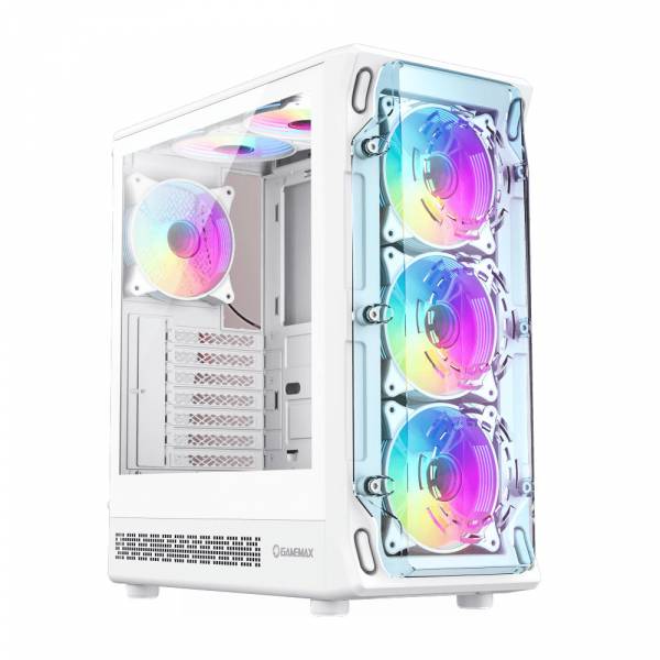 GameMax Computer Case Optical White Include 4x ARGB rainbow fans and USB3.0 port