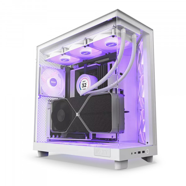 NZXT H6 Flow Compact ATX Mid-Tower PC Gaming Case White RGB