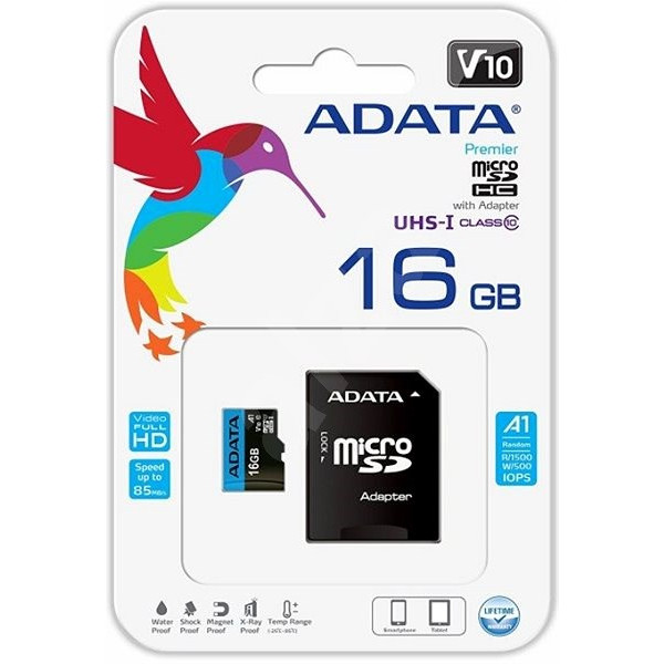 ADATA 16GB microSDHC Class 10 with adapter