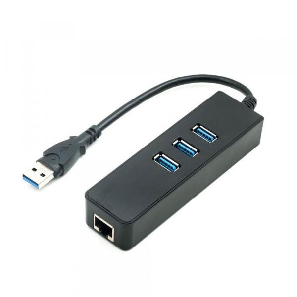 Power Box HUB 4 in 1 with USB 3.0 USB A Connection Cable to 3 x USB 3.0 ports and 1 x Gigabit Networ