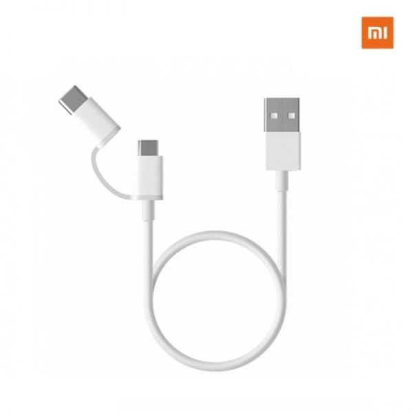 Xiaomi Mi 2 In 1 USB Cable Micro USB To Type C (30Cm) White 