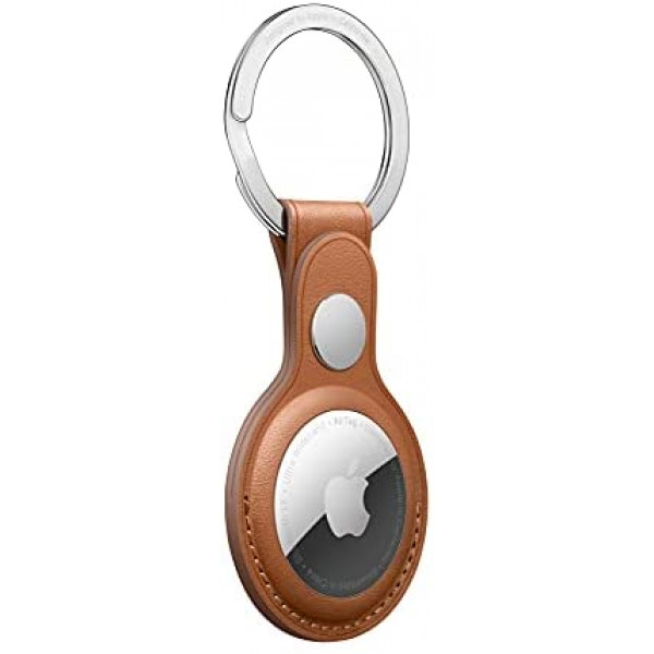 Apple AirTag Leather Key Ring with metal ring - Saddle Brown mx4m2zm / a