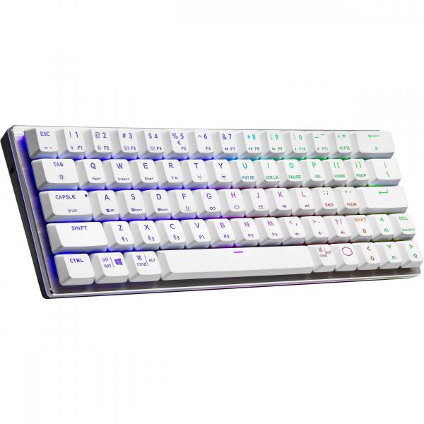 CoolerMaster SK622 White Silver hybrid wireless mechanical keyboard with red low profile switches