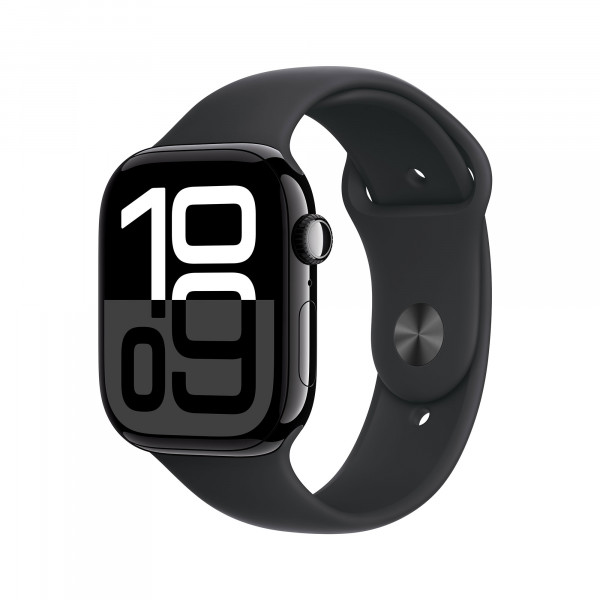 Apple Watch S10 GPS 42mm Jet Black Alu Case with Black Sport Band - S / M