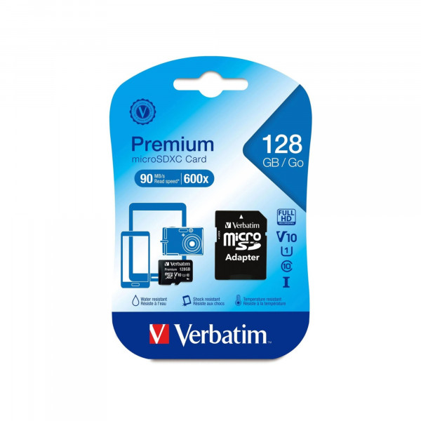 VERBATIM MICRO SDXC 128GB PREMIUM INC.ADAPTER CLASS 10