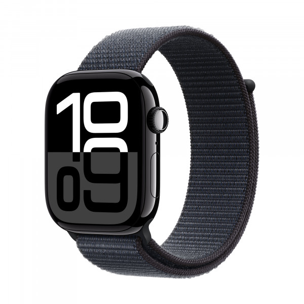 Apple Watch S10 GPS 46mm Jet Black Alu Case with Black Sport Band - S / M