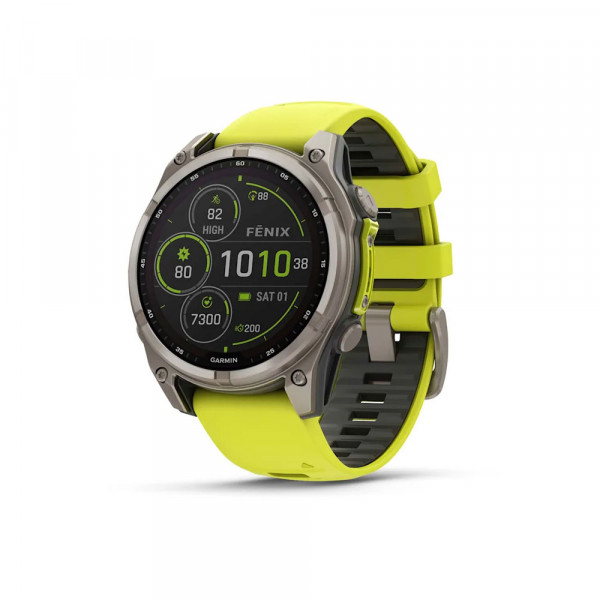 GARMIN fenix 8 Solar Titanium amf yellow / graphit  slicone band 47 mm